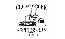 A black and white picture of the logo for clear creek express, llc.