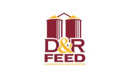 A logo of the d & r feed company.