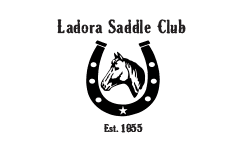 A horse head with the words ladora saddle club written underneath it.