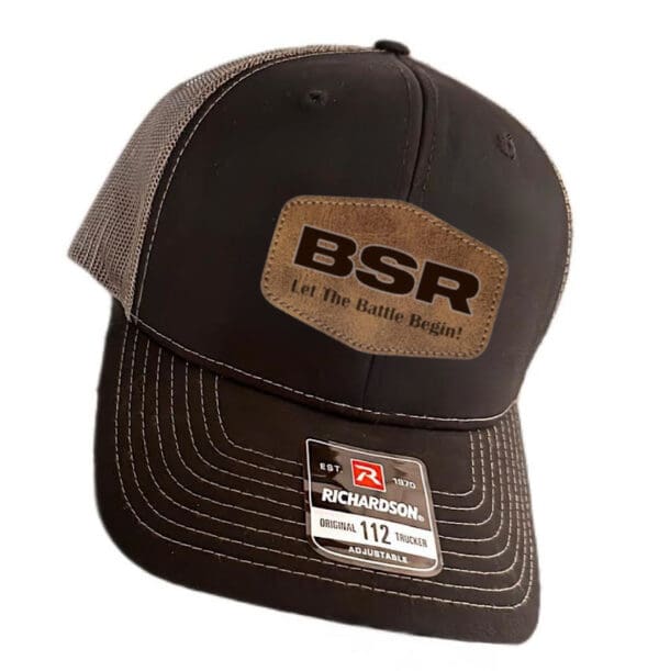 Brown trucker hat with BSR logo.